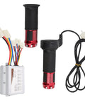 48V 500W Brushed Speed Controller With Throttle Grip For Universal Motors In Electric Vehicles Like E Tricycles Scooters And Mobility Aids With Aluminum Heat Dissipation Shell, controller and throttle grip shown with wiring