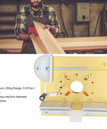 No Sweat Router Lift Base Kit With Precision Table Insert Plate mounted with adjustable height feature for woodworking.