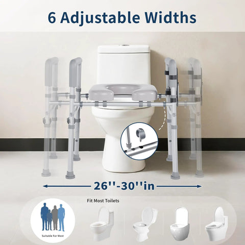Adjustable Raised Toilet Seat With Plush Padded Cushion And Sturdy Safety Handles Built Tough 450 Lb Capacity Kick Back Comfort Tailored Like A Glove For Seniors And Easy Bathroom Access