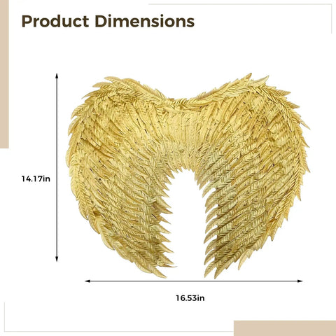 Gold Angel Wings With Straps For Cosplay And Halloween Costumes, Lightweight Feather-Effect Wings With Convertible White And Gold Look