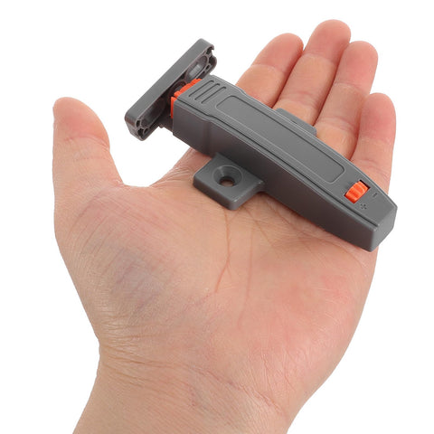 Hand holding Heavy Duty Cabinet Door Push Latch 2 Pack, Adjustable Rebound Tension Self Closing Touch Catch, POM Material