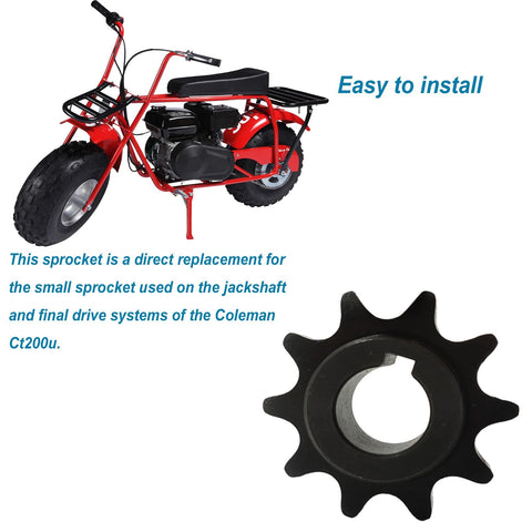 Jackshaft Chain Sprocket Ten Tooth Five Eighth Inch Bore Three Sixteenth Inch Keyway Fits Coleman CT200U EX BT200X CT200U Trail Mini Bike Front Sprocket 40 41 420 Chain Drop-In