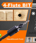 Sweet Shop Essential Countersink Drill Bit Set With Magnetic Bit Holder adjustable 4-flute bit for smooth hole drilling in wood.
