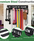 8 Hook Wall Mount Home Gym Organizer Rack For Barbells Resistance Bands Jump Ropes Foam Rollers Belts And More Garage Grade