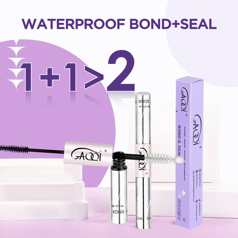 Lash Bond And Seal Waterproof Adhesive For Cluster Lashes with packaging showcasing dual-ended design and 72h hold