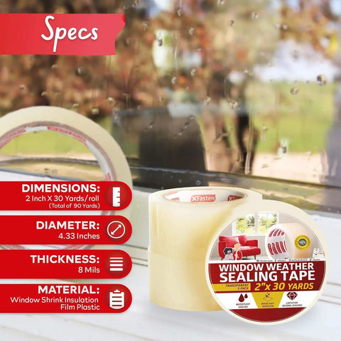 Transparent Window Weather Stripping Tape 2 Inch By 30 Yard Pack Three No Residue Insulation Seal For Windows And Doors