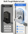 Slick Keyless Entry Door Lock Handle With Built In Keypad In Satin Nickel, Zinc alloy lock set showing high-strength features.