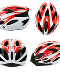 Adult Bike Helmet For Mountain And Road Rides One-Piece Adjustable Fit Lightweight About 200g Impact-Resistant PVC/PC Shell Red and White