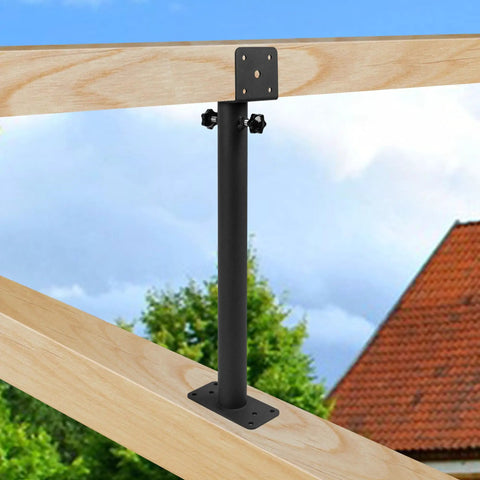 Adjustable Roof Riser Brackets for Pergola Roof Mounts and Beam Brackets, Tough As Nails Three And One Half Inch Saddle Black, 0 to 180 Degree Angle, Rotating Horizontal Support Pole, All Weather Outdoor Pergola Hardware