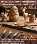 Deluxe Wood Carving Kit For Beginners To Pros With Leather Case And Packed Whittling Tool Set Of Knives And Chisels, wood carvings.