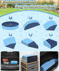 Huge 79 Inch Foldable Kiddie Pool For Pets And Kids with folding instructions and storage examples