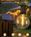 Outdoor Solar String Lights 25 Ft With Remote Waterproof Dimmable 3 Modes Patio Lighting 11 G40 Shatterproof Bulbs For Backyard Black