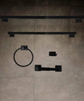 Matte Black Toilet Paper Holder Wall Mount With Double Post Design, heavy duty metal construction, multiple bathroom accessories