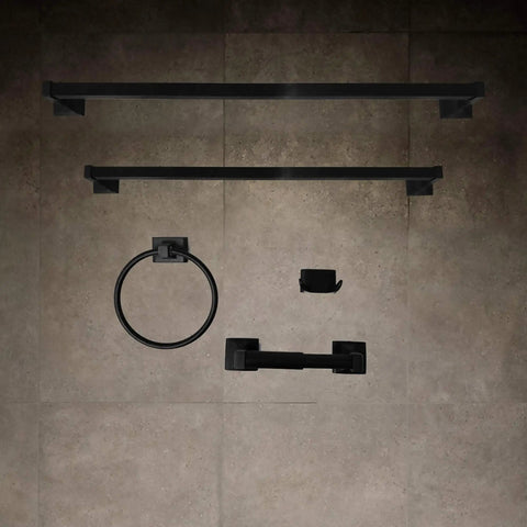 Matte Black Toilet Paper Holder Wall Mount With Double Post Design, heavy duty metal construction, multiple bathroom accessories