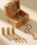 Brass Hidden Barrel Hinges Set for Cabinets and Jewelry Boxes, 4 Pcs 8mm Concealed Hinges with screws and open wooden box