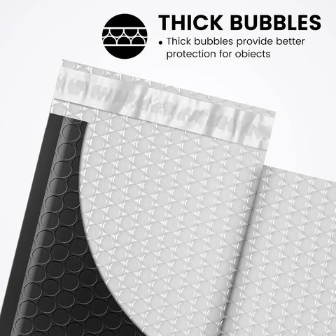 4x8 Black Bubble Mailers 260 Pack Self Seal Padded Envelopes with thick bubble protection