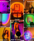 Sunset Lamp Projector With RGB LED Lights, 360 Rotating Mood Light for Bedroom and Study, Multi-Scenario Use, Vivid Hues