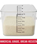 Space Saving Square 12 Quart Clear Food Storage Container For Kitchen Meal Prep And Sous Vide No Lid Durable Polycarbonate