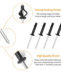 Tri Fold Aluminum Pop Rivets Black 75 Pieces Assortment For Kayak Boat Repair Includes Sizes Three Sixteenths Inch Five Eighths