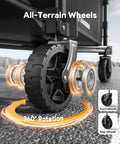 Close-up of 3 In 1 Collapsible Wagon That Converts To Bench, 220Lb Foldable Wagon Cart With Wheels, 120L Grocery Hauler showing all-terrain wheel design.