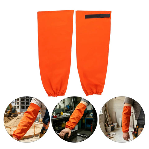 Kickass Heat Resistant Welding Sleeves For Men And Women, Flame Retardant Cotton Arm Guards with Elastic Grip shown in vibrant orange.