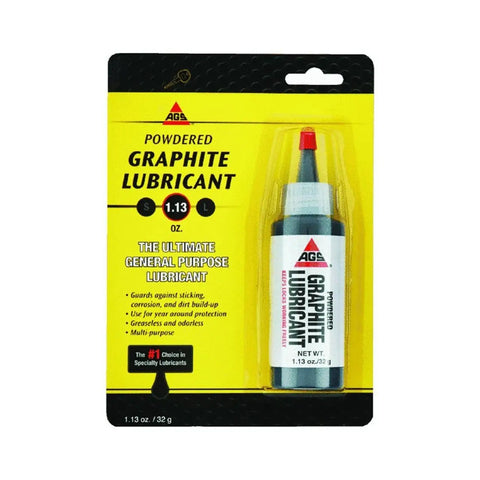 Packaging of Extra Fine Graphite Dry Powder Lubricant For All Purpose Use Greaseless Odorless And Non Toxic Guards Against Sticking Corrosion And Dirt Build Up With Year Round Multi Purpose Protection, 1.13 oz bottle.