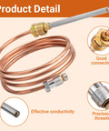30-inch copper thermocouple coil with brass adapter for Honeywell pilot burners
