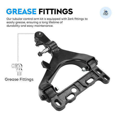Front Lower Control Arm With Ball Joint Replacement Kit For Buick Rainier 2004 2007, Chevy Trailblazer 2004 2007, showing grease fittings