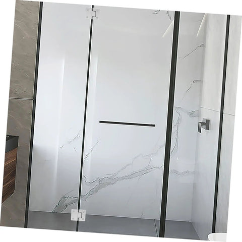 Brushed Stainless Glass Shower Door Hinge, 180 Degree Clamp for 4mm Frameless Shower Stall in a modern bathroom