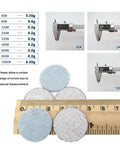Kick Up Some Dust With These 1 Inch White Dry Sanding Discs Featuring Hook And Loop Backing For Easy Swapping Across 50 Pieces Ranging From 60 Grit Rough Grinding To 1000 Grit Smooth Finishing Perfect For Any DIY Or Pro Project Needing Serious Grip And - close-up of sanding discs and grit measurements.