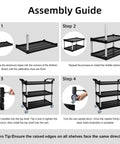 Assembly guide for Three Tier Rolling Service Cart With Tangle Free Swivel Wheels And Two Brakes Heavy Duty 450 Lb Capacity Commercial Serving Cart