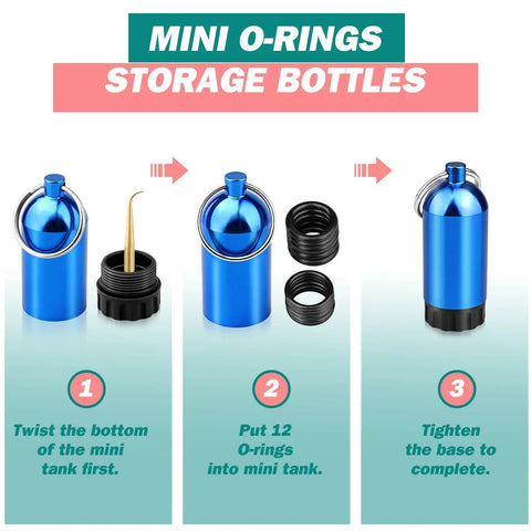 Mini Aluminum Alloy Scuba Dive Tank Key Ring With Brass O Ring Pick And Twelve O Rings Compact Valve Sealing Kit assembly guide