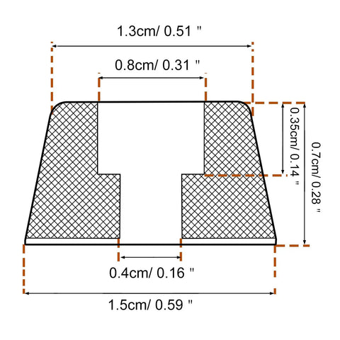 Dimensional diagram of 200 Pieces Soft Rubber Furniture Feet With Stainless Steel Screws No Slip Floor Protectors sized 0.28x0.59 inches