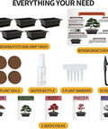 Five Piece Bonsai Tree Kit With Self Watering Pots For Indoor Growth, Complete Plant Tools and Seeds, Beginner Friendly