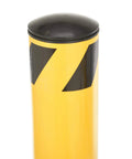 Heavy Duty Removable Steel Pipe Safety Bollard 42 Inch Tall showing the rounded top and yellow coating for vehicle protection.