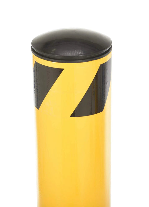 Heavy Duty Removable Steel Pipe Safety Bollard 42 Inch Tall showing the rounded top and yellow coating for vehicle protection.