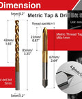 Dimensions of M6 X 1 Spiral Point Tap and 5mm Twist Drill Bit Set Pro Grade for drilling stainless steel and alloy steel