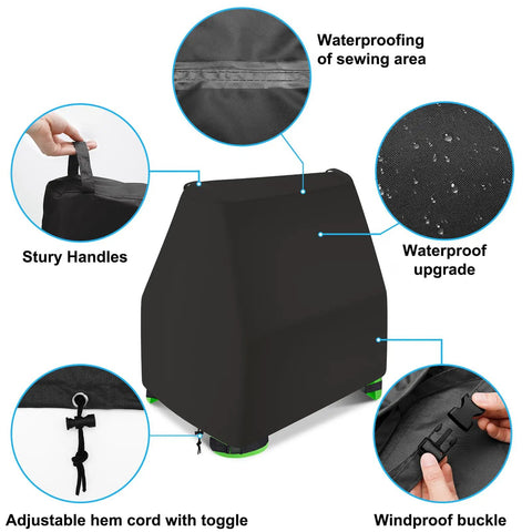 Heavy Duty Kids Water Table Cover With 600D Oxford Fabric, Waterproof Dust Proof And Anti UV, close-up details, stitching, buckle, and handle.