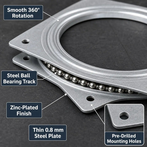 6 Inch Lazy Susan Hardware Kit 8 Pack, Heavy Duty Silver Turntable Bearing with smooth 360° rotation and pre-drilled holes