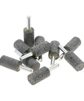 Ten Piece Set Of Sixteen Millimeter Aluminum Oxide Mounted Grinding Stones For Electric Rotary Tools With One Quarter Inch Shank Cylindrical