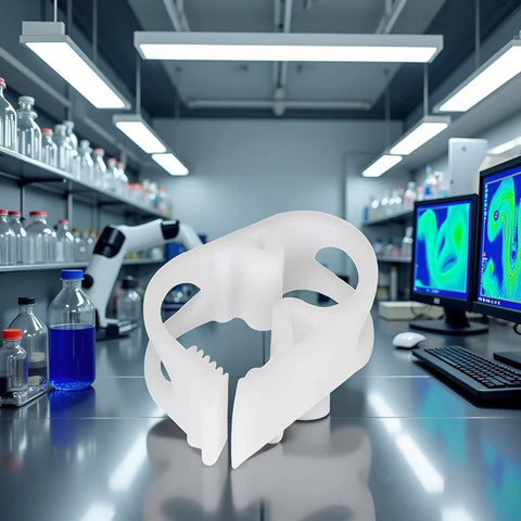 Ten Pack White Plastic Tubing Clamps That Are A Real Workhorse For Lab Flow Control And Hose Clamp Use on a lab table.