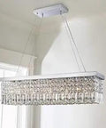 5 Light K9 Crystal Chandelier For Dining Room And Kitchen Island Pendant Light, Rectangular Raindrop Ceiling Fixture