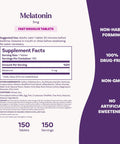 Supplement facts for Melatonin 5 Mg Fast Dissolve Sleep Tablets Strawberry Flavor 150 Count That Helps You Fall Asleep Fast