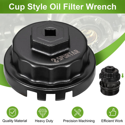 Cap Style Oil Filter Wrench Snug No Slip Fit 64mm With 14 Flutes For Toyota And Lexus Three Eighths Drive Cap Tool
