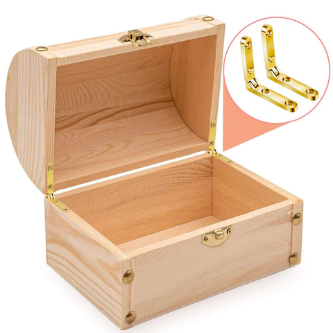 Wooden box with Twelve Pack 90 Degree Hinges For Wooden Boxes And Jewelry Boxes With 48 Screws Gold Finish Zinc Alloy
