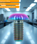 Dope Anodized M5x12 Titanium Bolts 10 Pack Ultra Lightweight Rustproof Motorcycle Bike Car Upgrade Hardware High Strength Fasteners For Custom Rides And Street Mods close-up of a colorful titanium bolt with Gr5 certification on a flat surface.