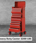 Red toolbox on 5 inch industrial swivel caster wheel set of 4 with brakes heavy duty top plate casters 2200 lb load capacity