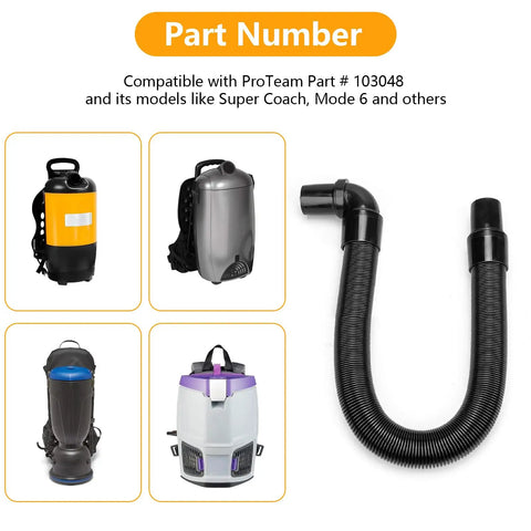 Static Dissipating Backpack Vacuum Hose With 1-1/2 Inch Cuffs Replacement For Super Coach And Mode 6 Fits Various Backpack Vacuums