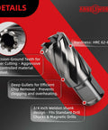 Angelsword HSS annular cutter, 7/16 in diameter, 1 in depth, for magnetic drills; includes 3/16 x 3 in pilot pin.