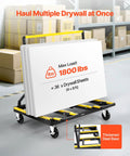 Drywall Cart Dolly With 1800 Lb Load Capacity And Expandable Deck in warehouse handling drywall sheets